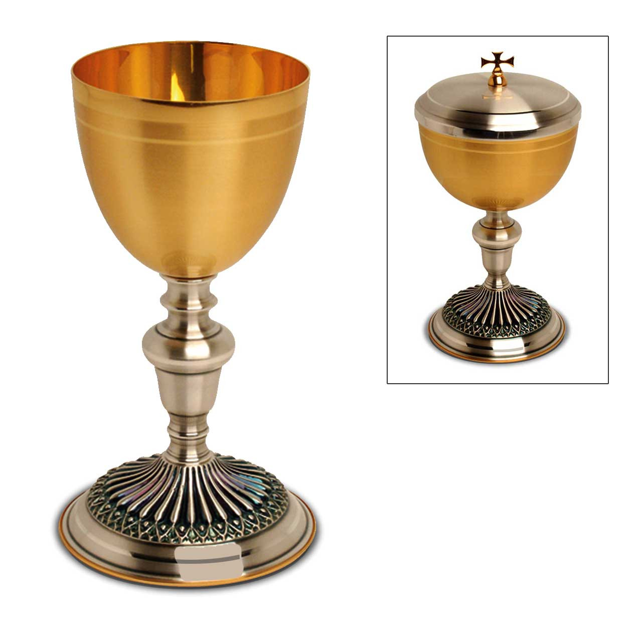 K928 Gold Plate and Silver Oxide Chalice with Ciborium