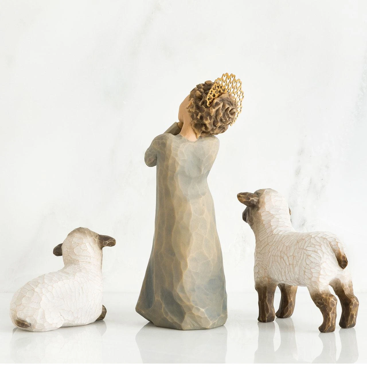 Back View of the Willow Tree® Shepherdess with 2 Sheep