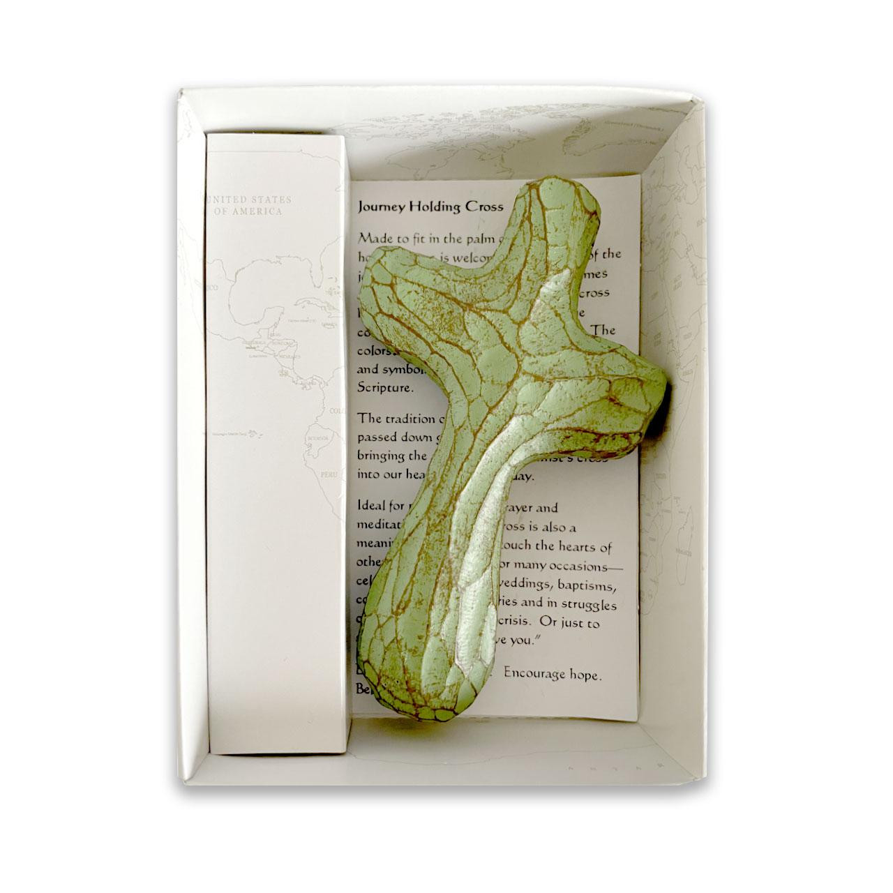 Journey Palm Holding Cross in the box with information card