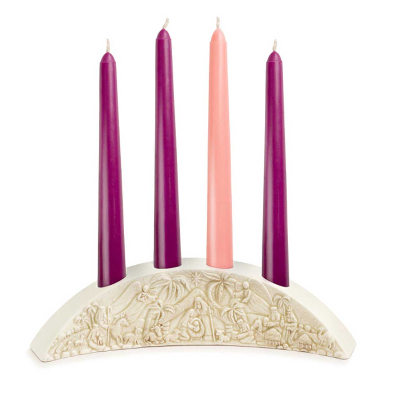Ceramic Advent Candle Holder from DEMDACO shown with candles that are purchased separately