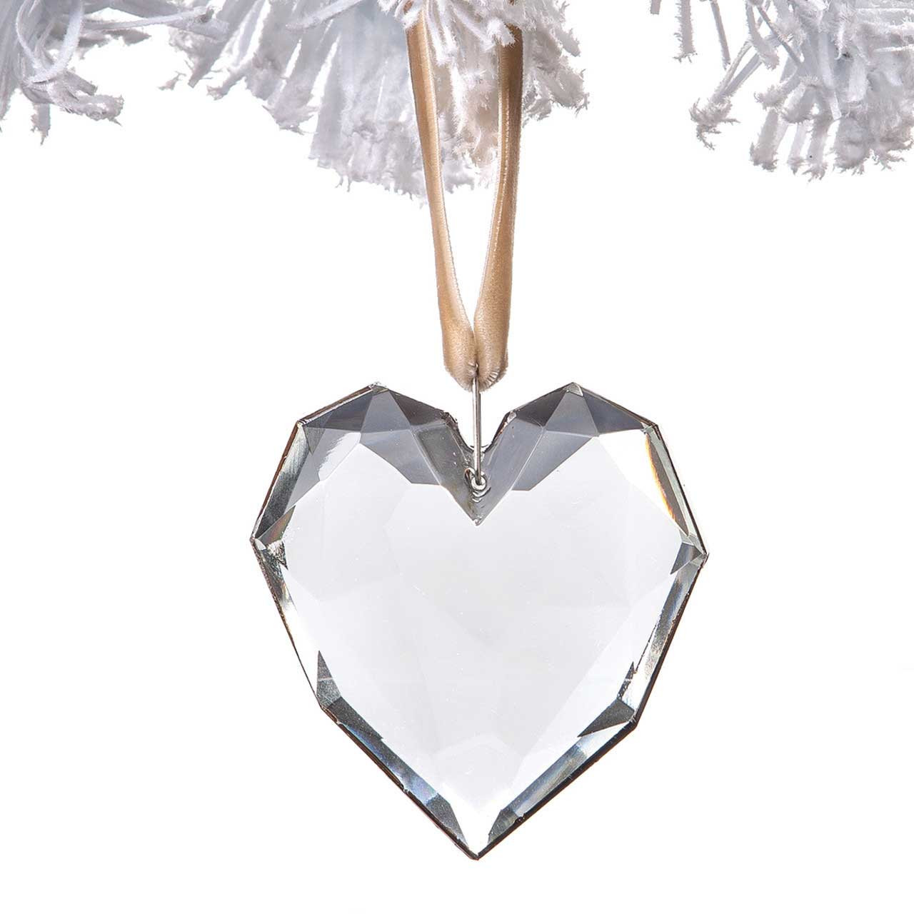 Faceted Glass Heart Ornament