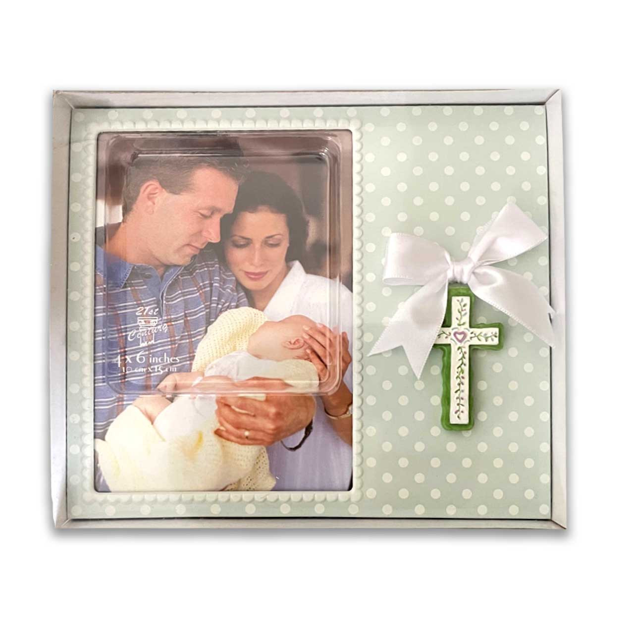 Green Baby Baptism Photo Frame