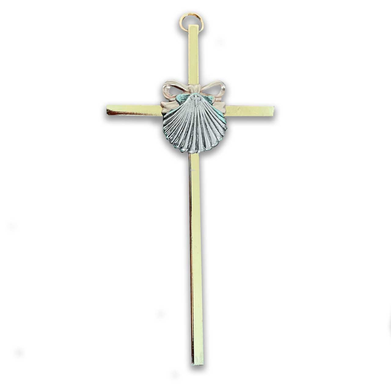 Baptism Cross with Shell Design