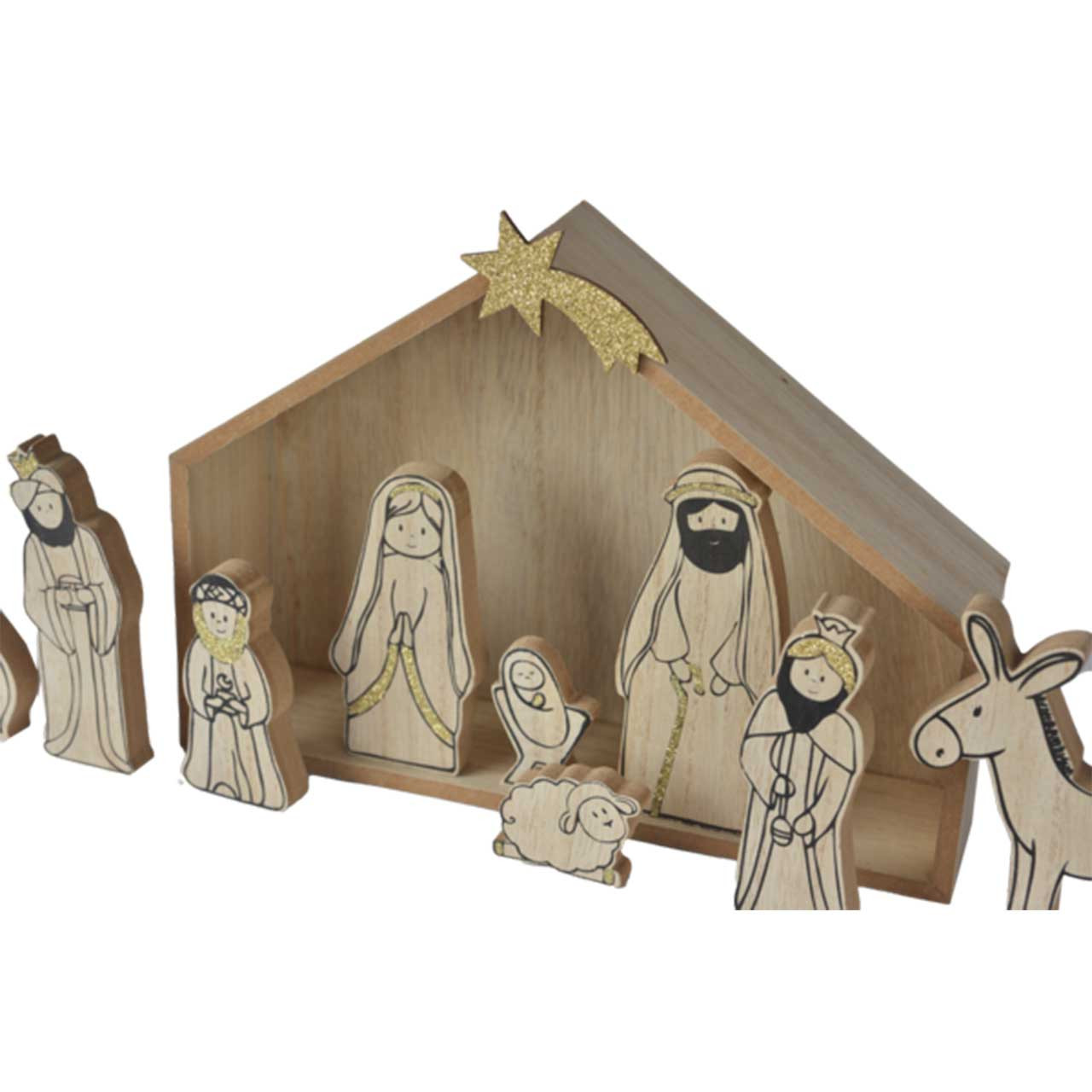 12 Piece Wood Look Nativity Set | St. Patrick's Guild