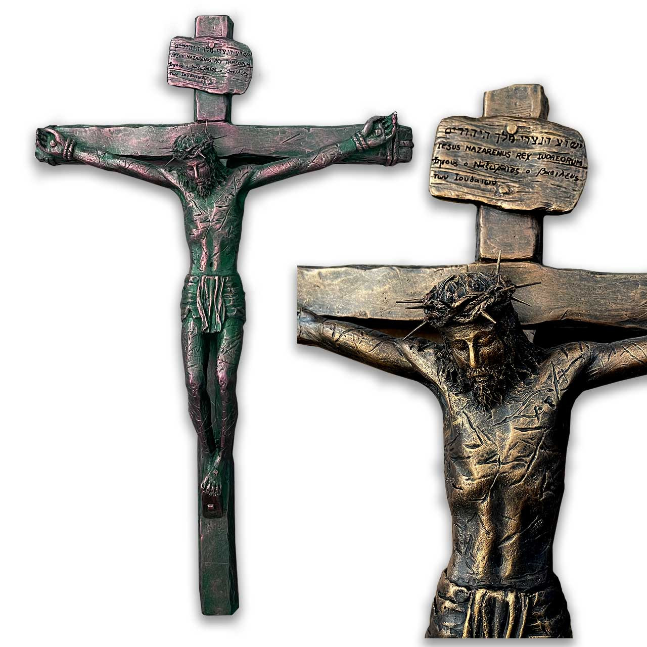 20" Realistic Crucifix with a Close Up of the Face of Jesus
