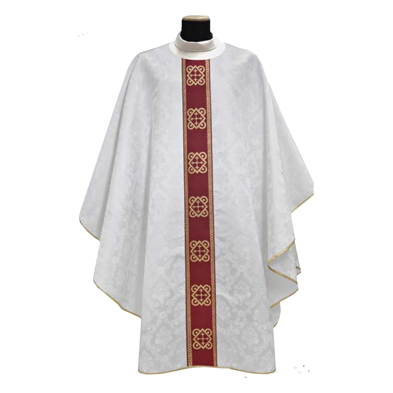 528 Chasuble in Damask -White