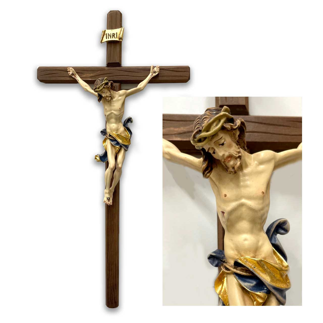 18-1/2" Italian Crucifix with wood cross and resin corpus