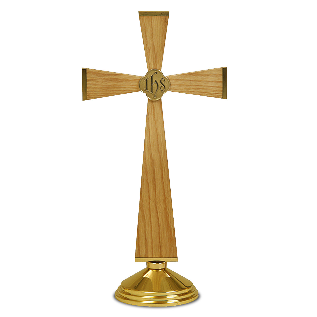 K751 Altar Cross Oak and Solid Brass
