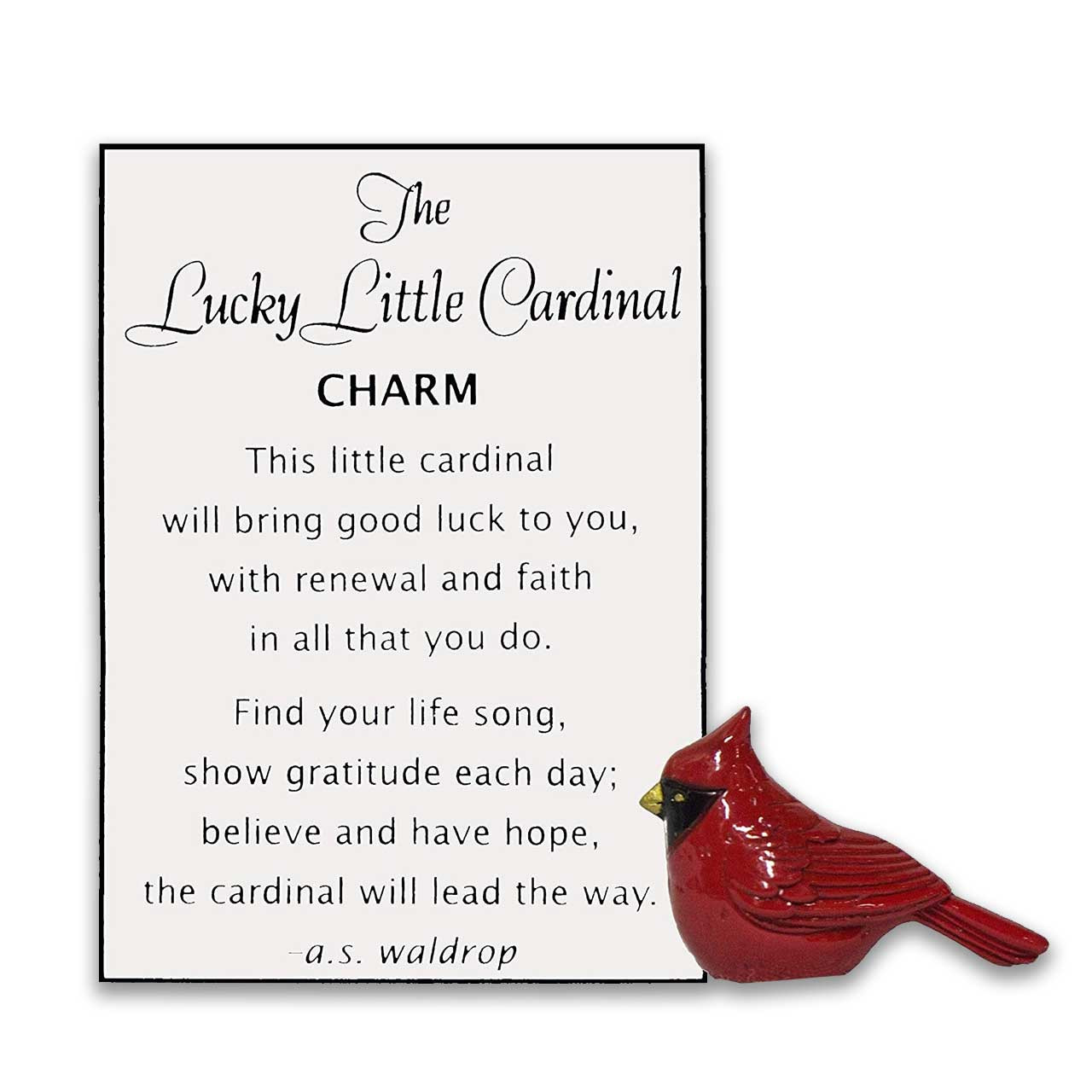 Lucky Little Cardinal Charm and Message Card