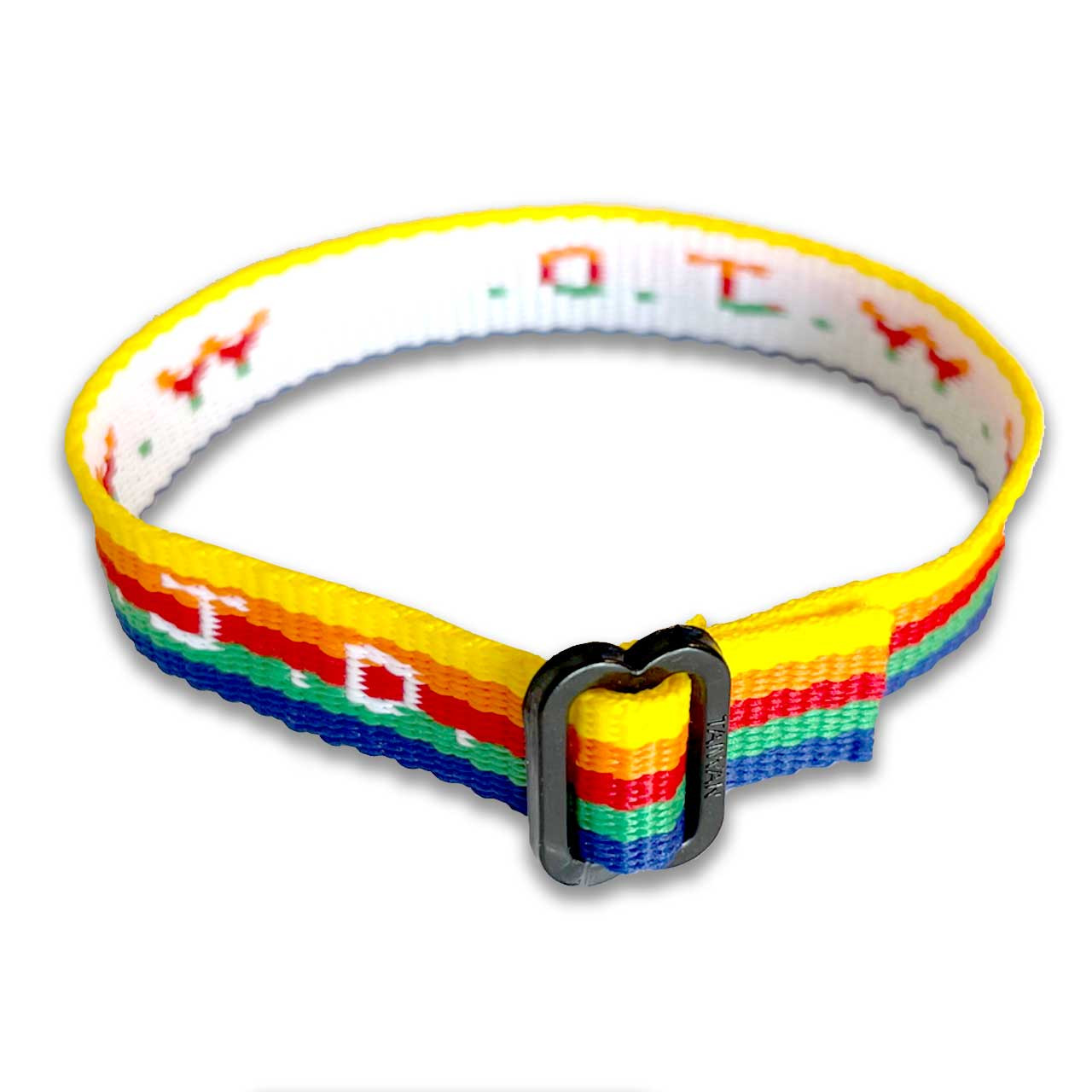 WWJD Rainbow Woven Bracelet