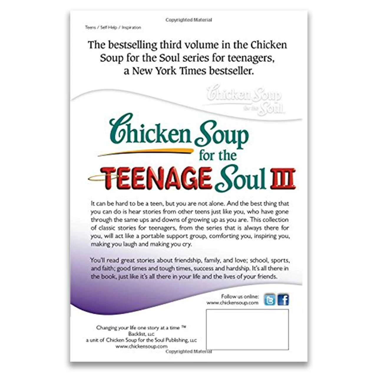 Back cover of Chicken Noodle Soup for the Teenage Soul III