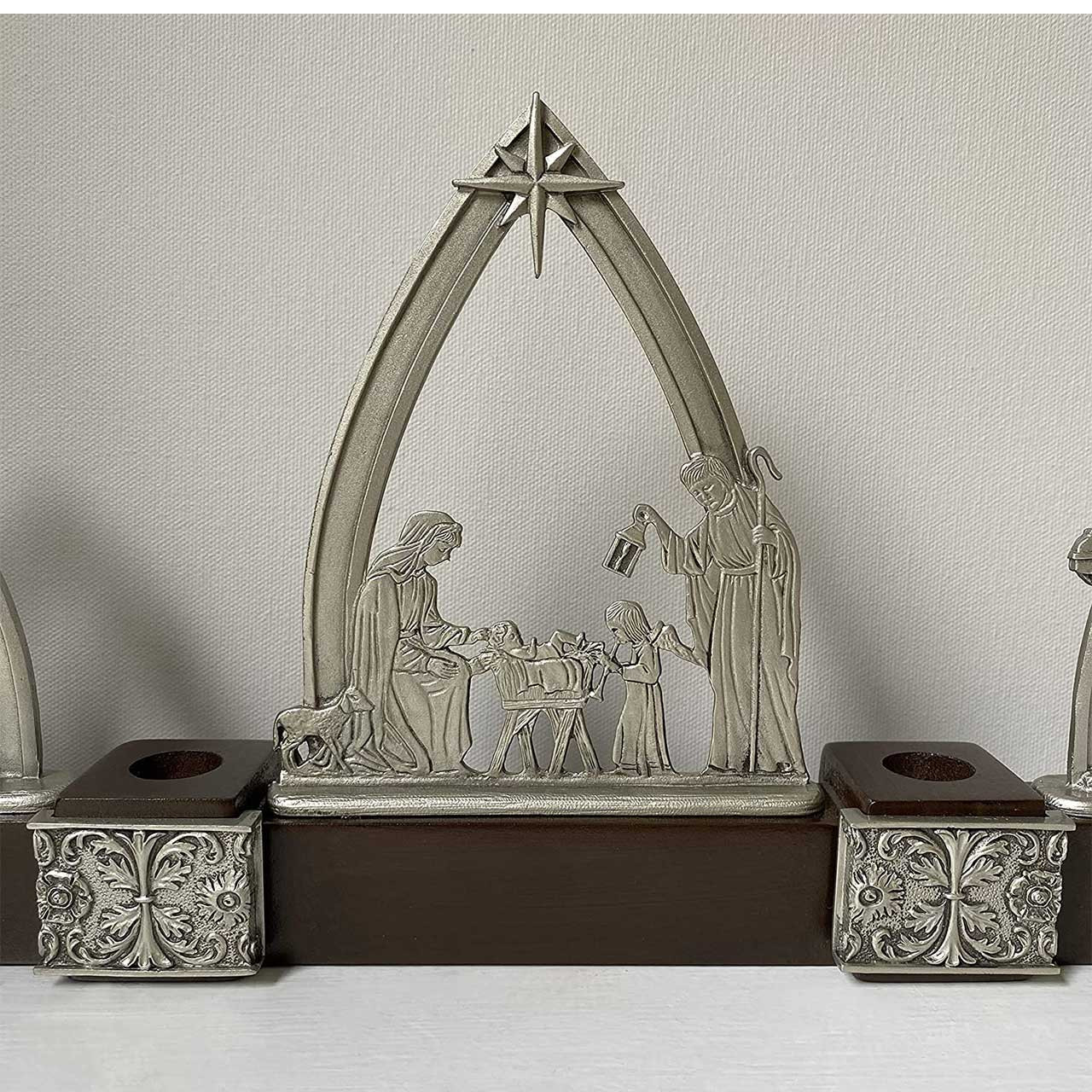Holy Family scene on the Nativity Advent Decorations with Candles
