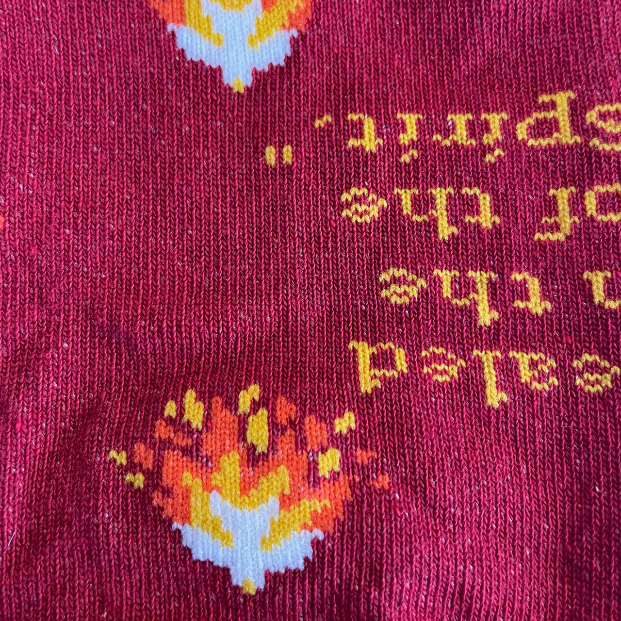 Detail photo of the Holy Spirit Socks Pair texture