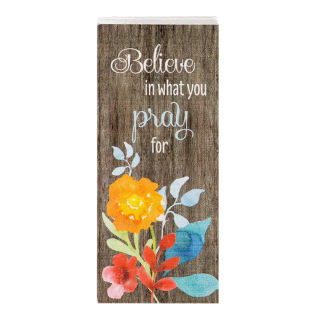 Believe in what you Pray for Inspirational Quote Block