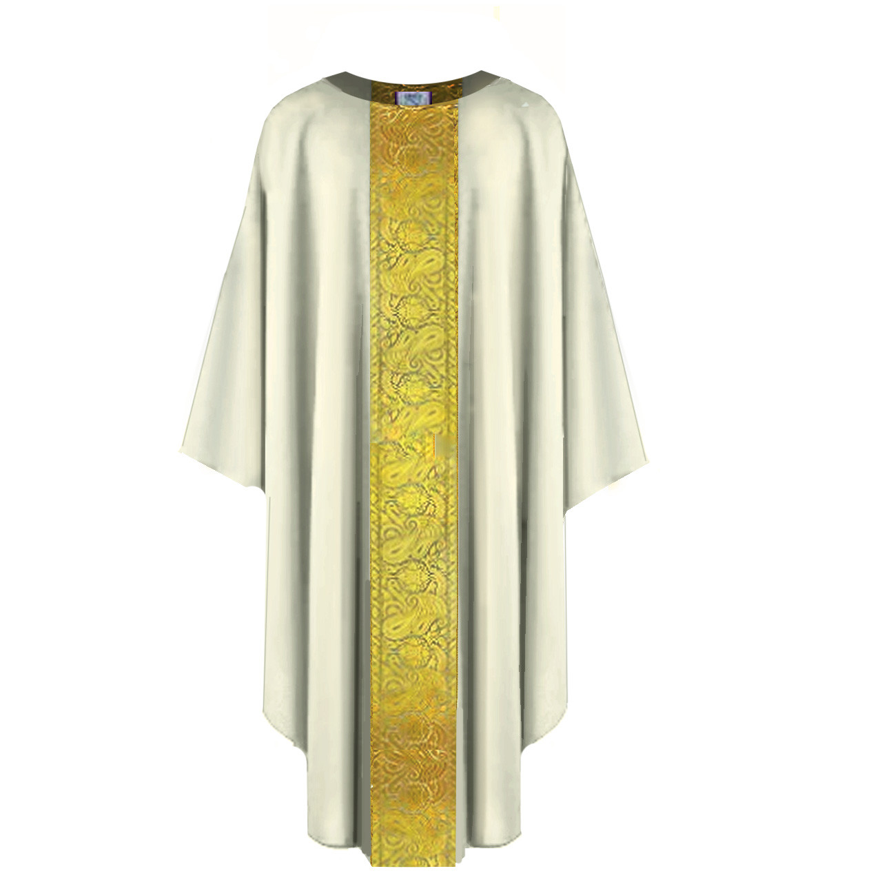 MDS 075 Chasuble with Gold Jacquard Banding Cream