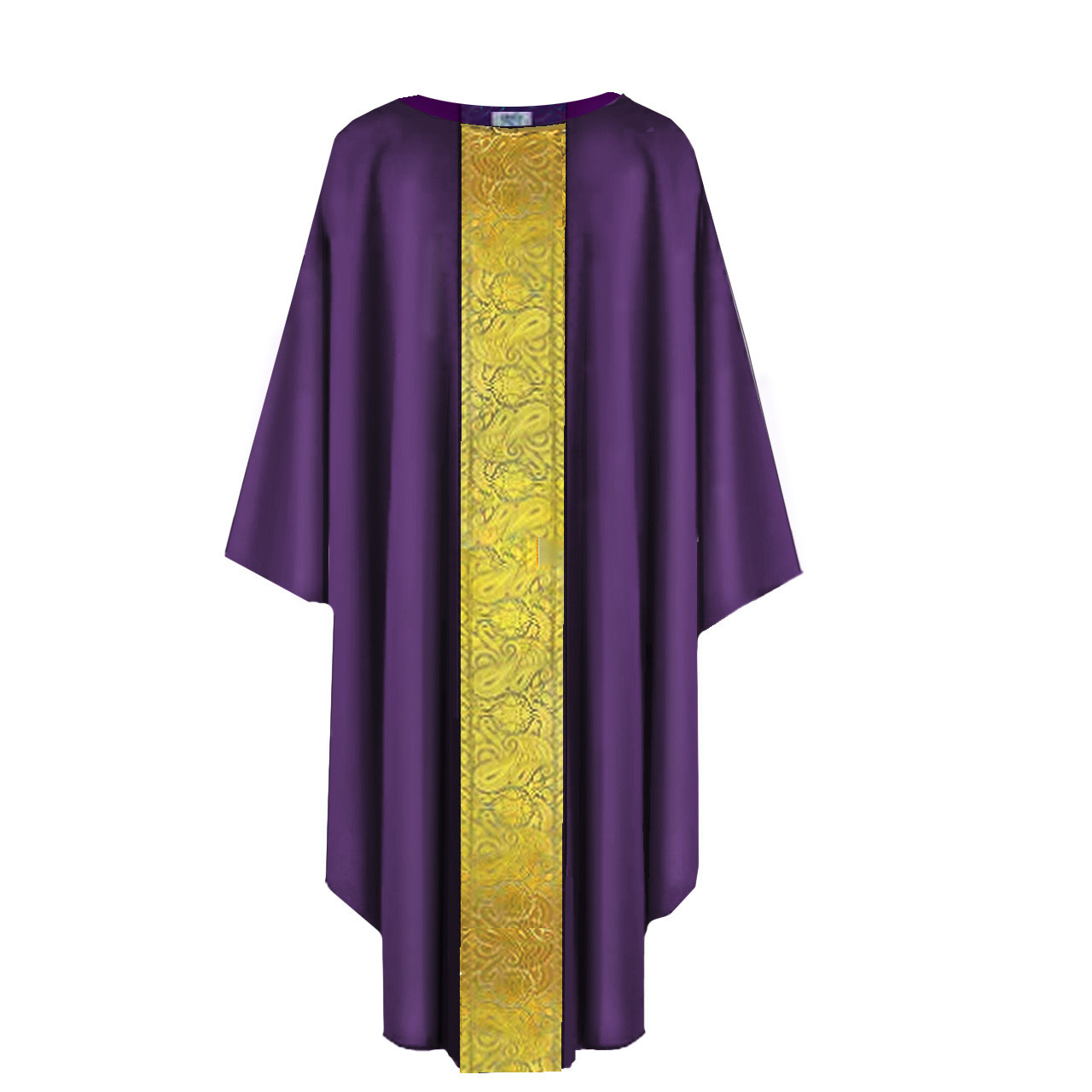 MDS 075 Chasuble with Gold Jacquard Banding  Purple