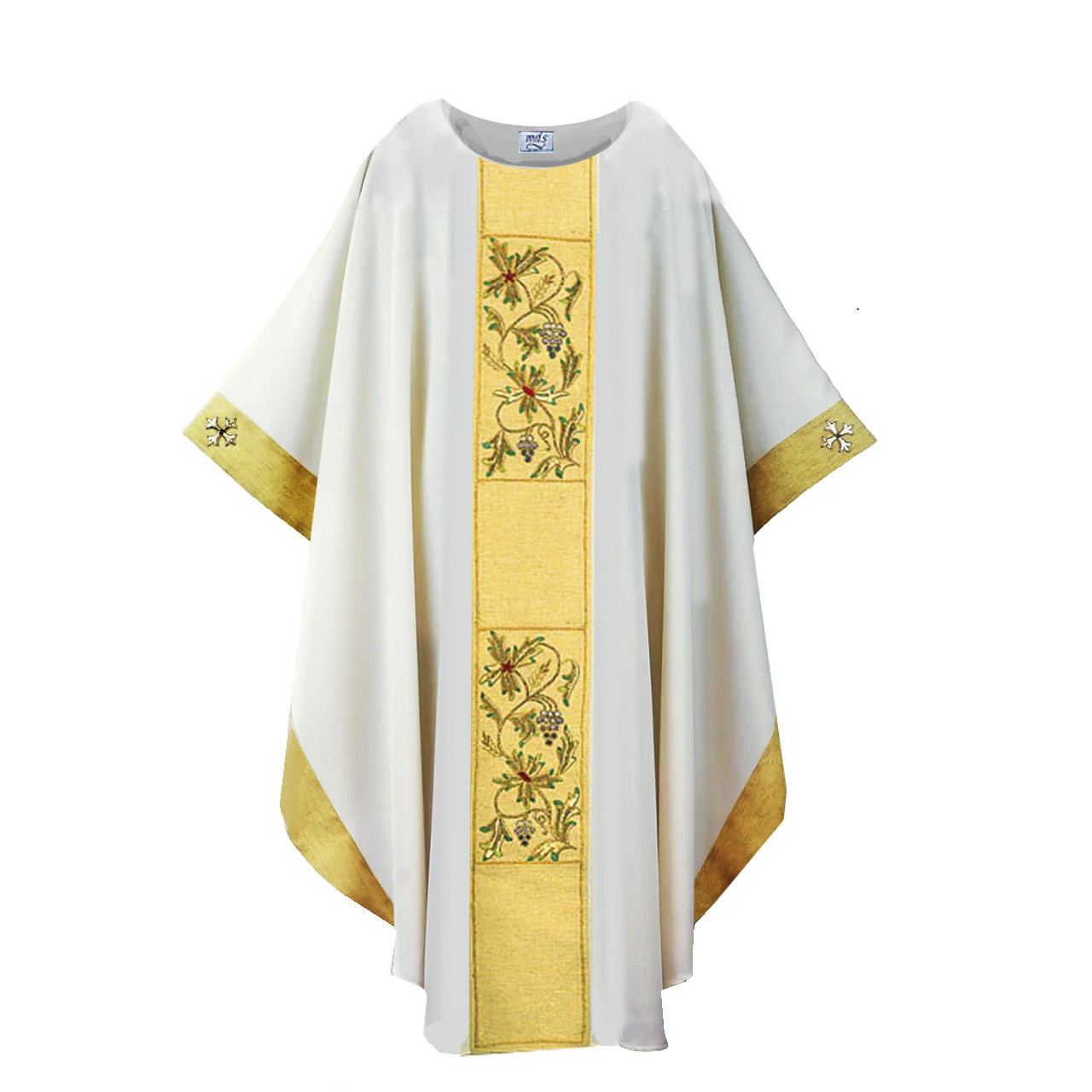 HB1 Classic Chasuble with Hand Embroidered Banding White with no collar