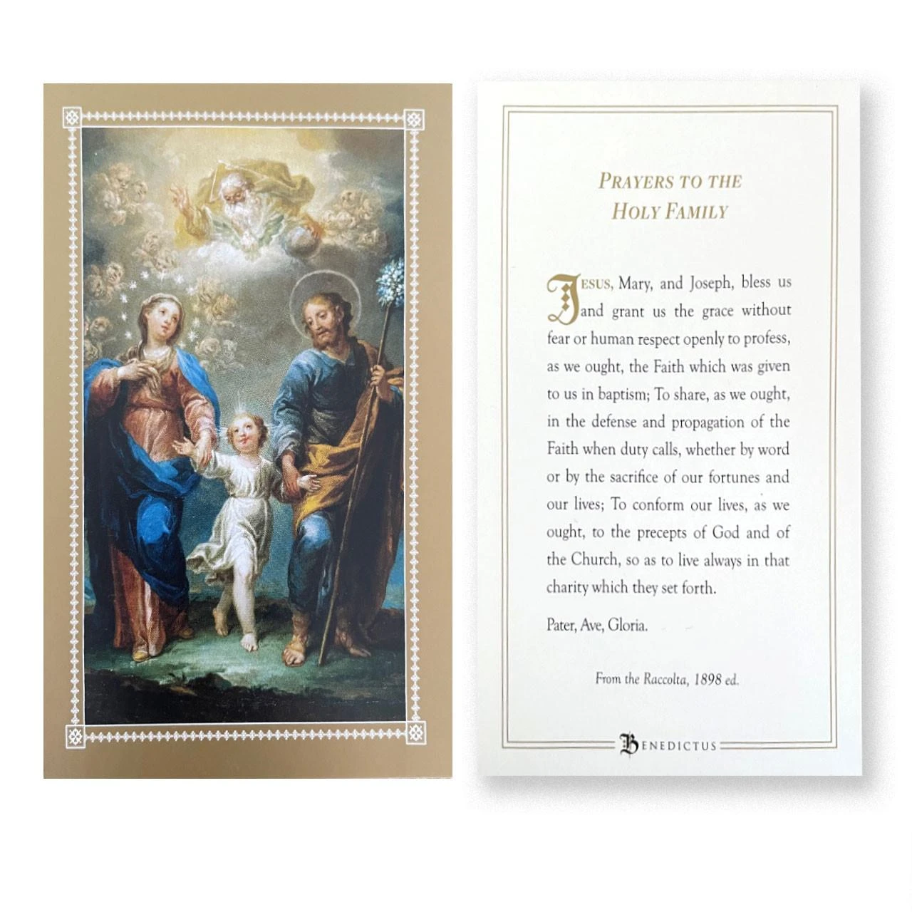 Sample of a holy card that is included with each issue
