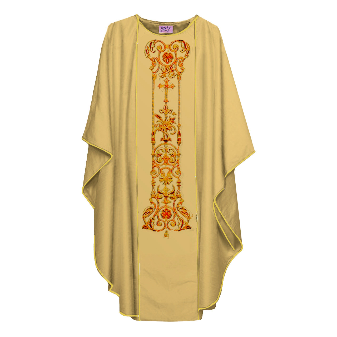 1007 Classic Hand Embroidered Silk Chasuble Gold