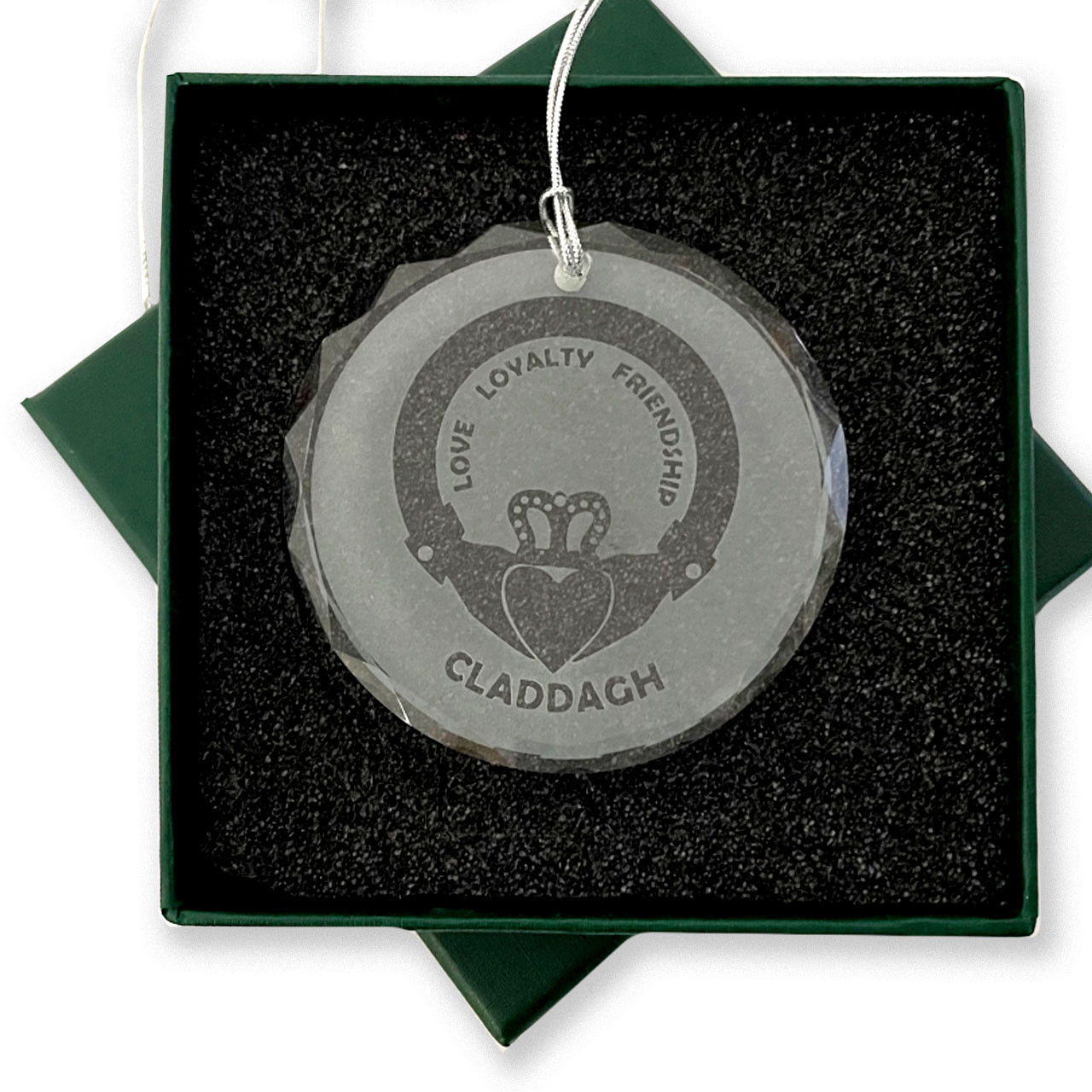 Crystal Claddagh Ornament imported from Ireland in gift box