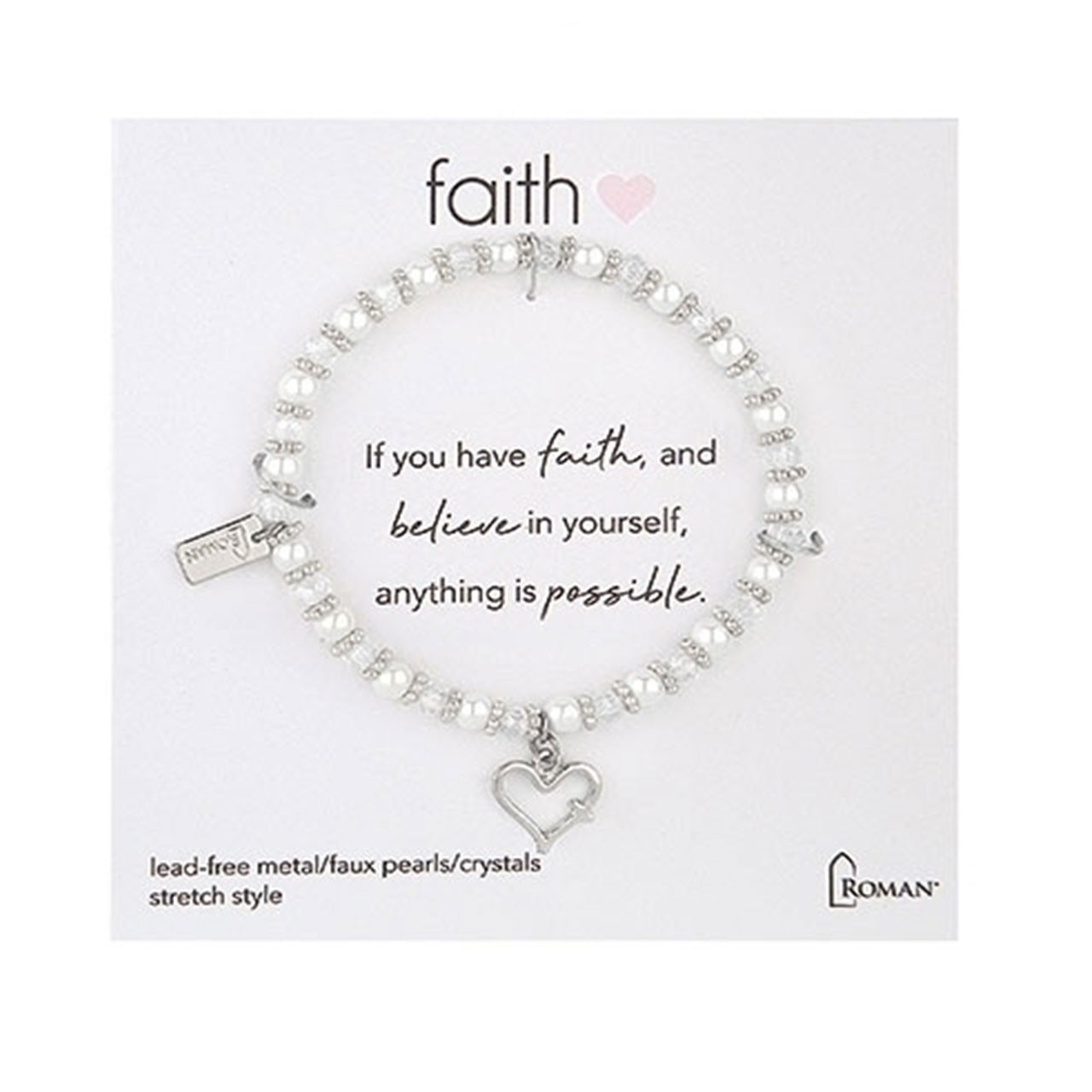 Faith Silver Heart Bracelet