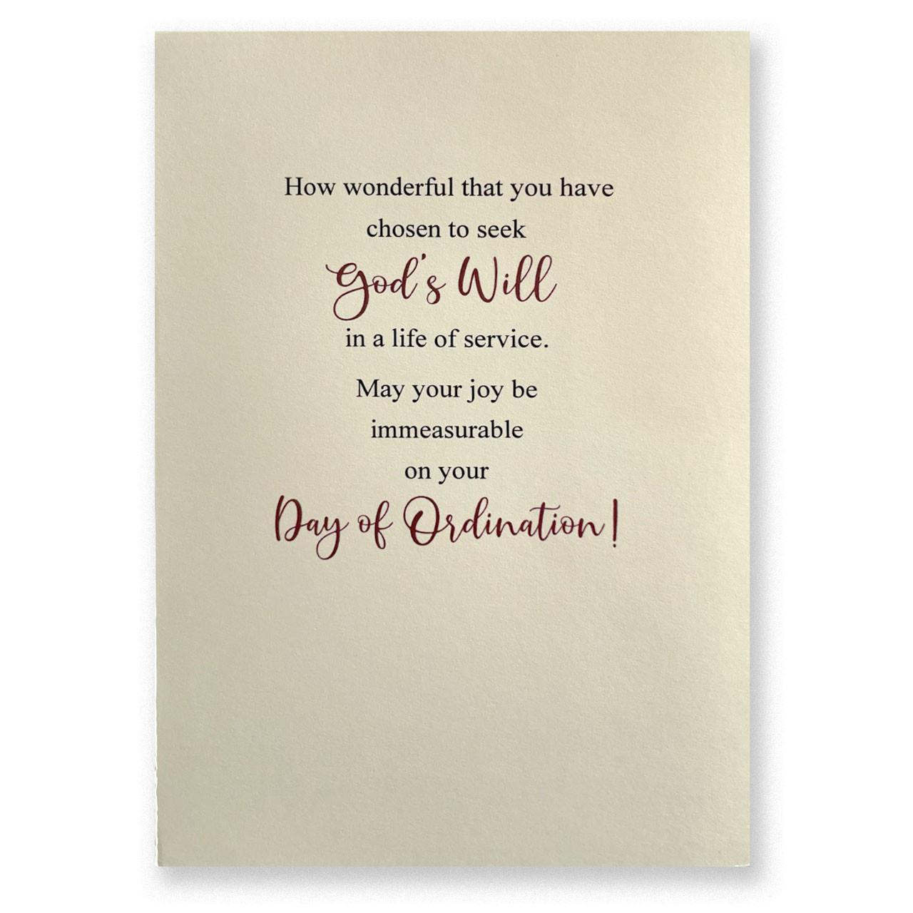 Inside the Blessings on Your Day of Ordination Greeting Card