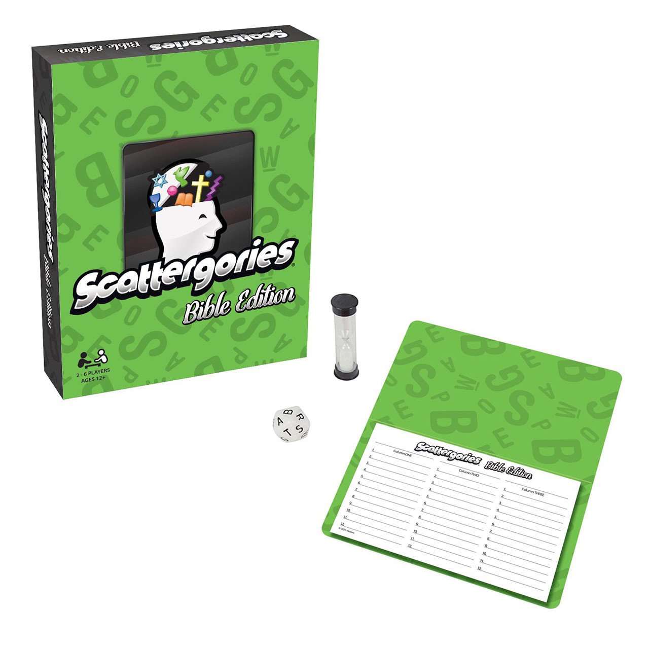 Scattergories Bible Edition with game parts showing