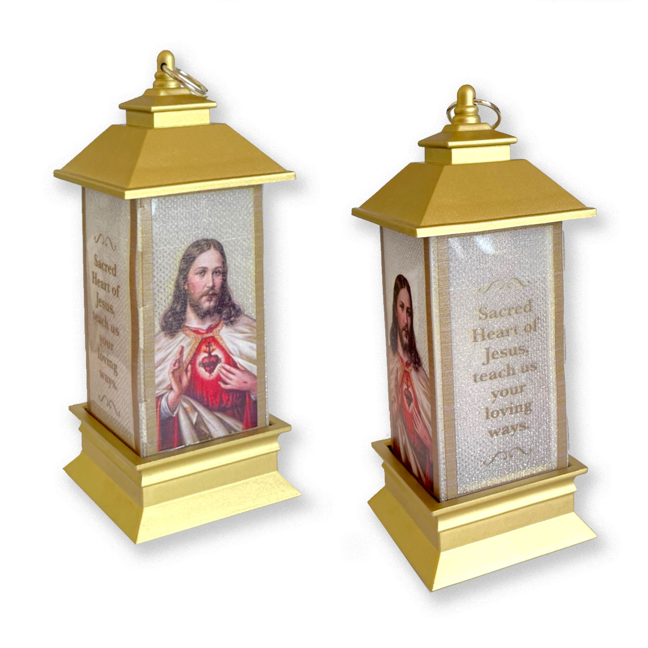 Sacred Heart of Jesus and prayer Mini LED Religious Lantern