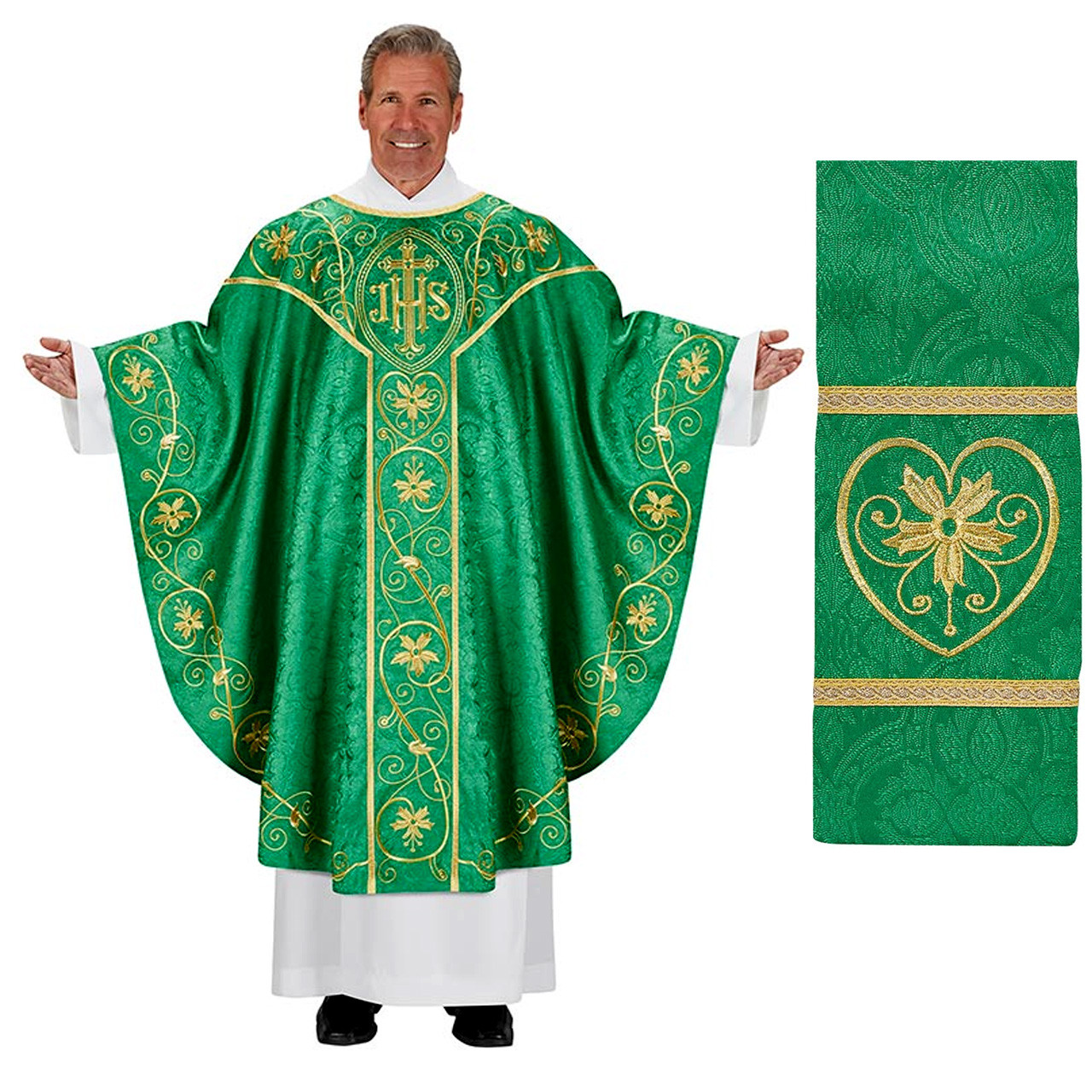 N2902 Floreale Chasuble Series from R.J. Toomey Green Stole