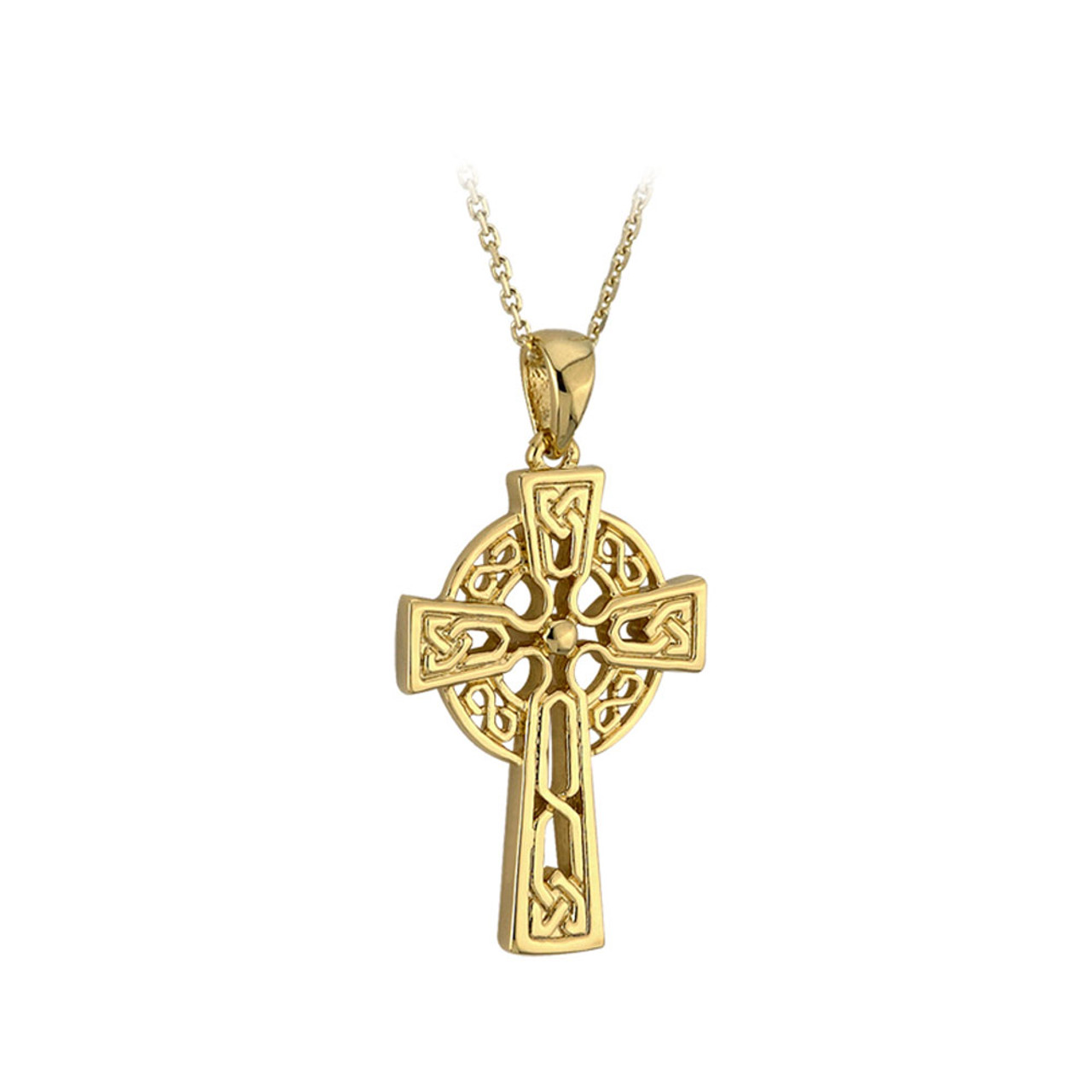 Gold Celtic Cross Necklace - Double Sided - 4942