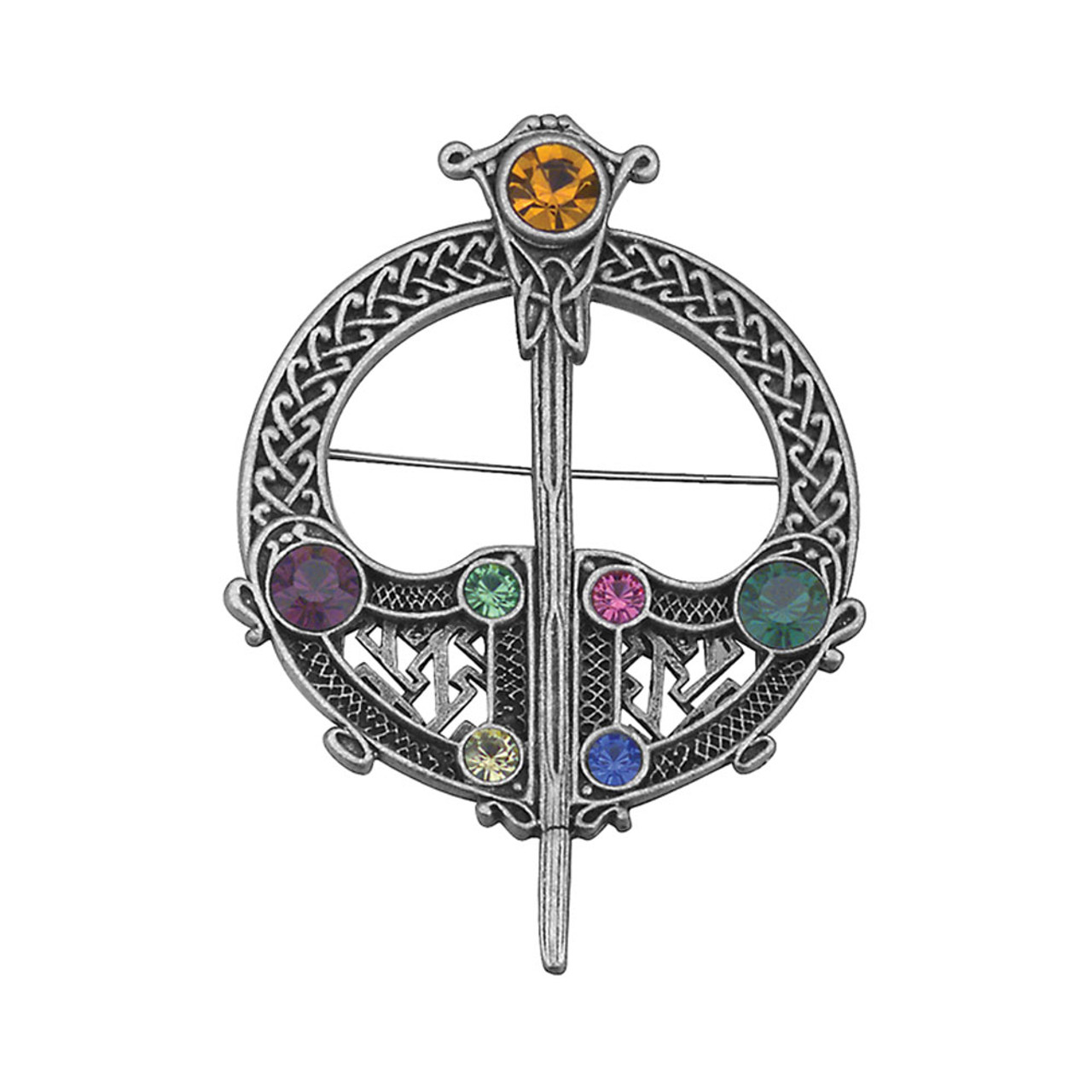 Tara Brooch with Multicolor stones and a Rhodium finish