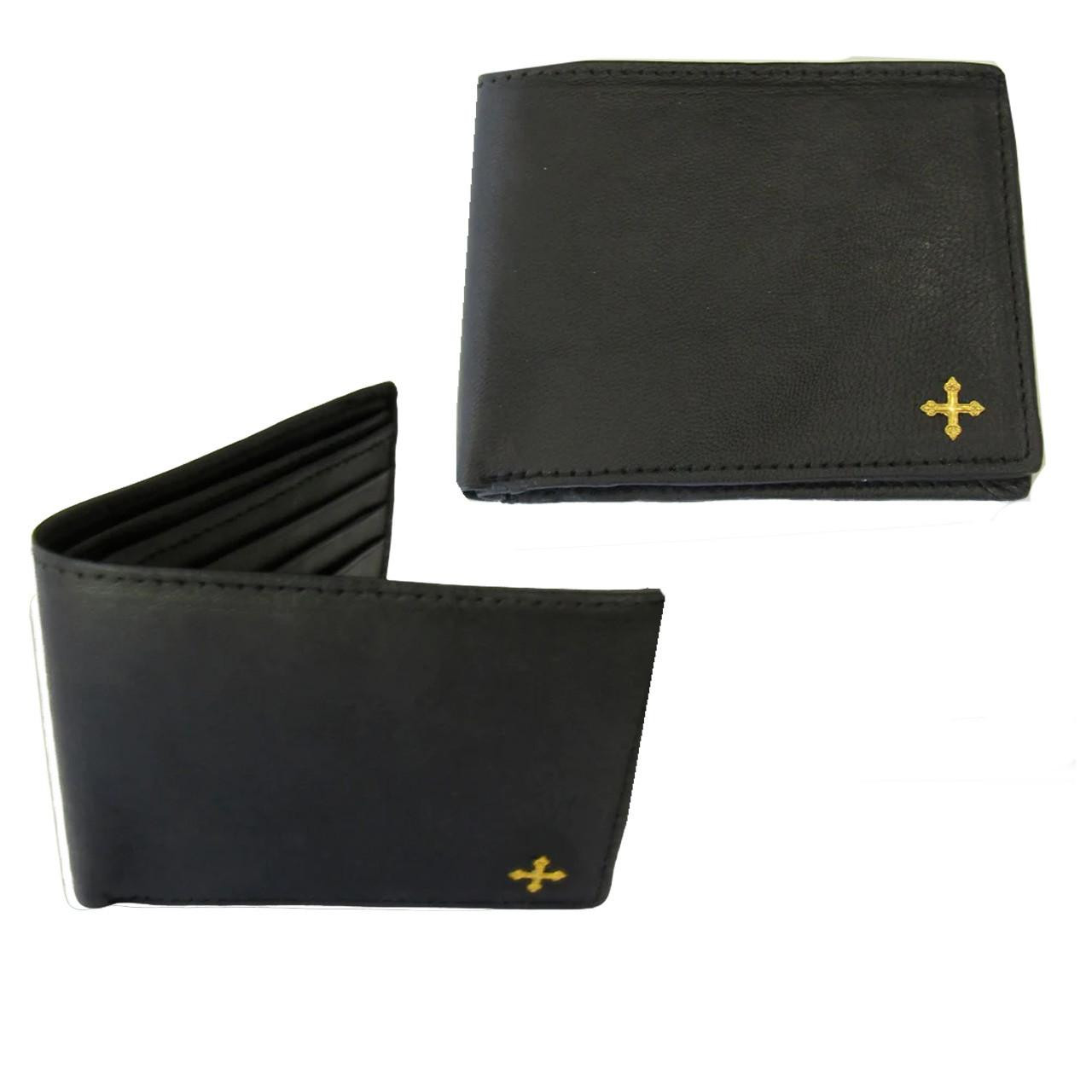 9550 Sheepskin Leather Wallet with Brass Cross
