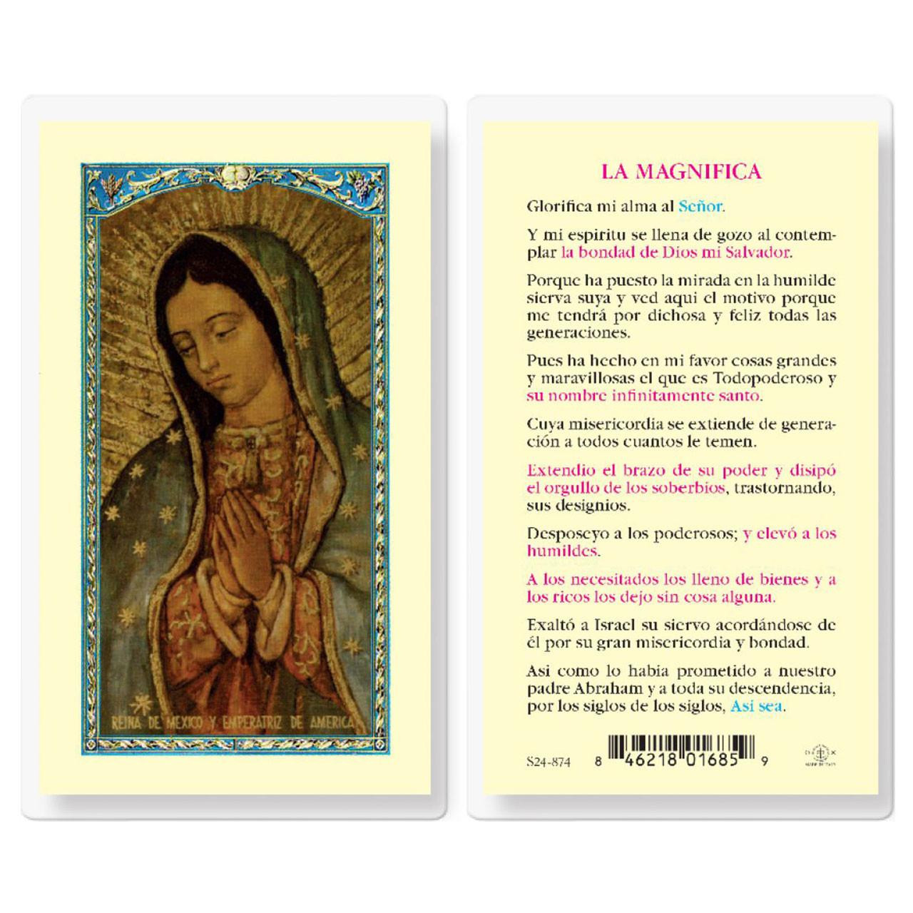 La Magnifica Virgen Guadalupe Prayer Card