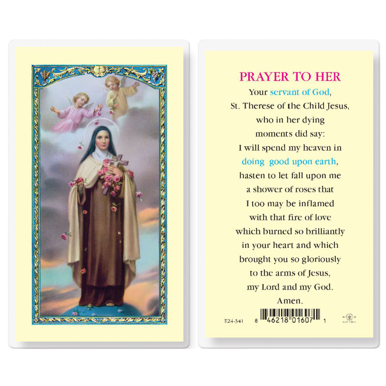 M.Thereseカート St. Thérèse Novena Prayer Card with Medal - Society of the Little