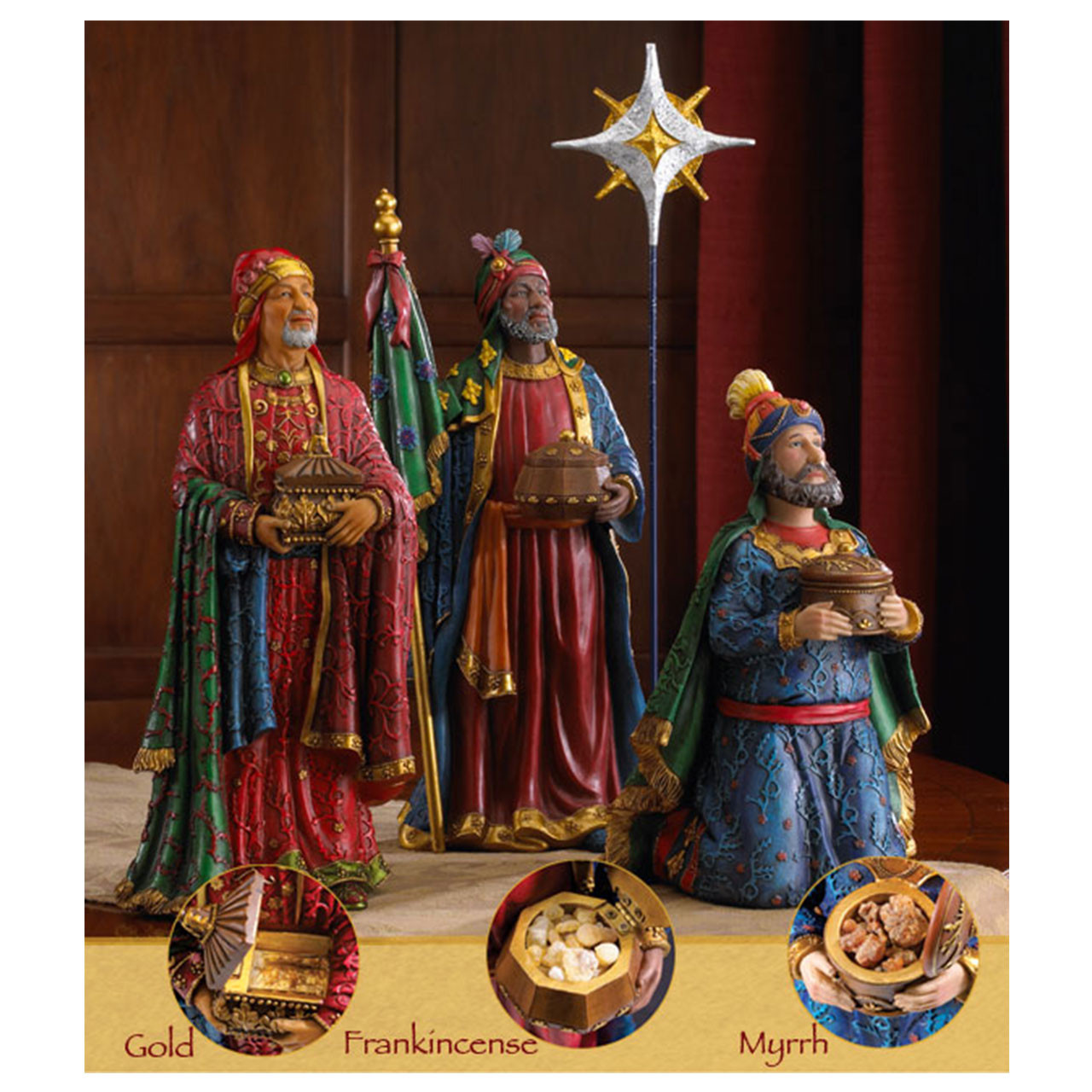 Three Kings & Star Nativity Set Figures