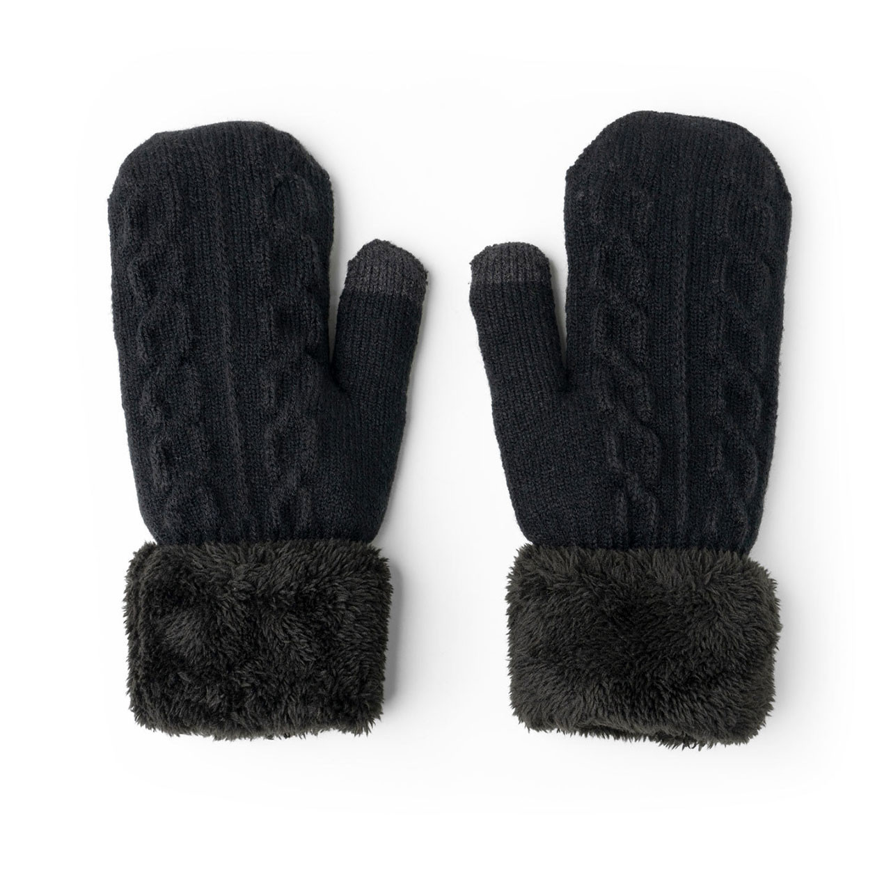 Black Cable Knit Mittens