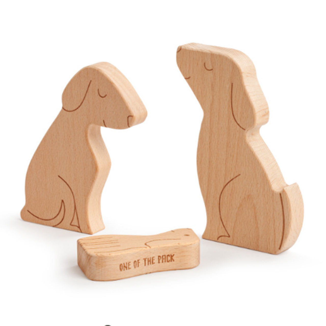 Individual pieces of the Dog Family Wood Puzzle