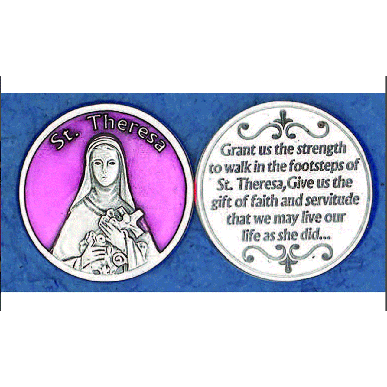 Pink Enamel St. Therese Token