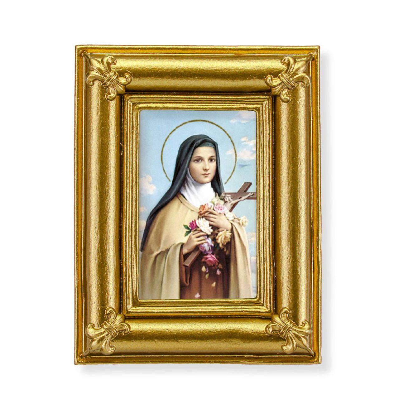 Framed Mini St. Therese Plaque with easel back