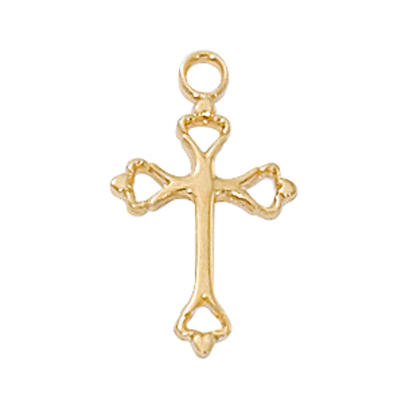 Detail of the 18kt Gold Open Budded Cross Necklace