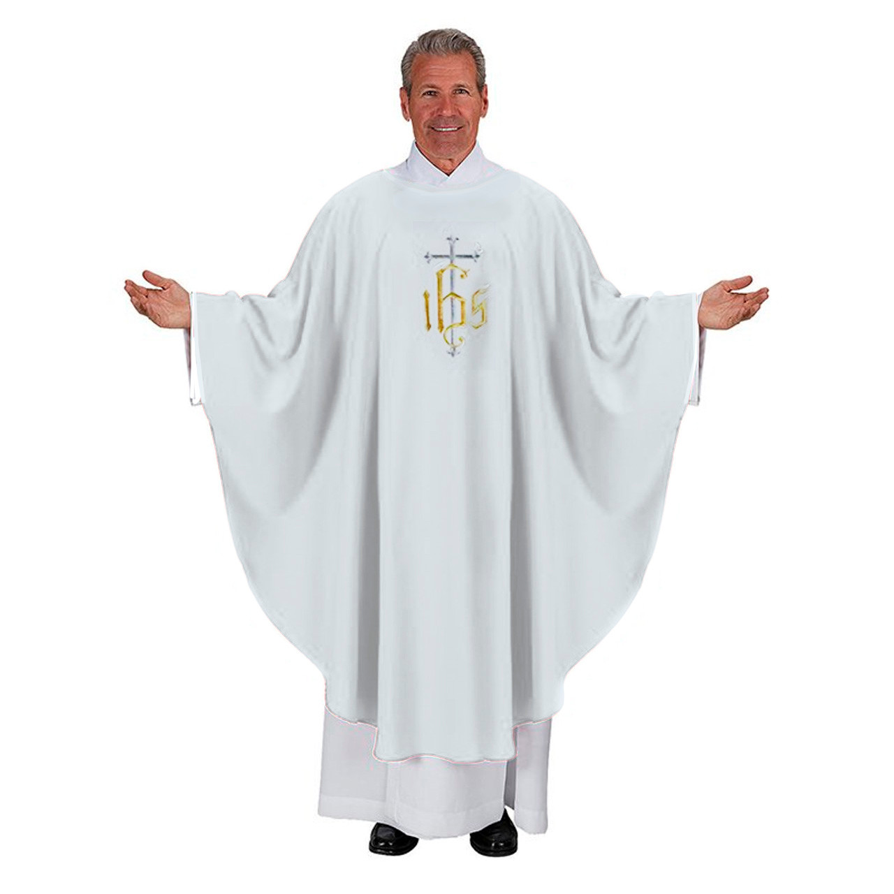 D1737  IHS Chasuble in White