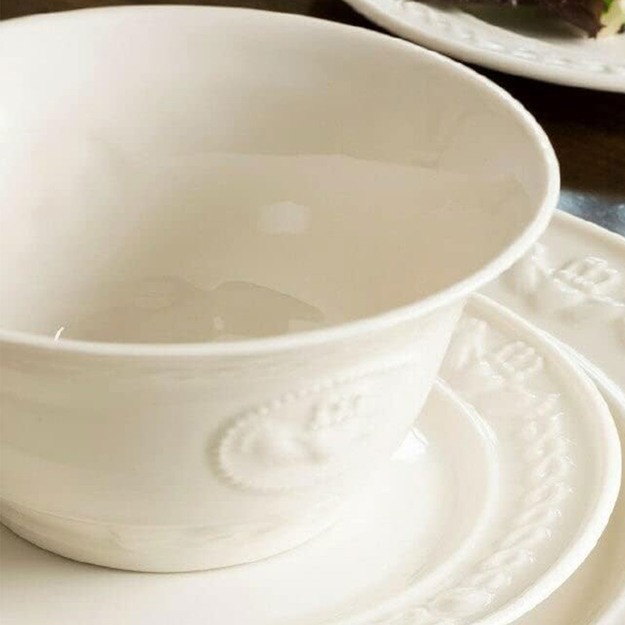 Detail photo of a Claddagh bowl from Belleek