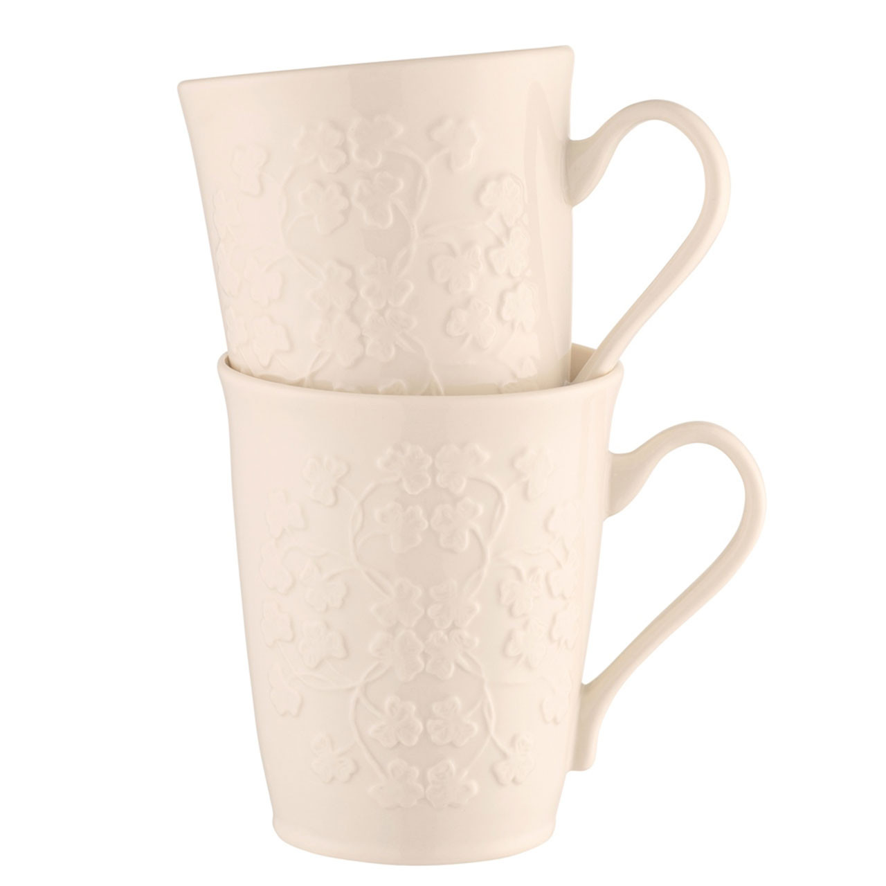 Belleek Set of 2 Field of Shamrock Mugs