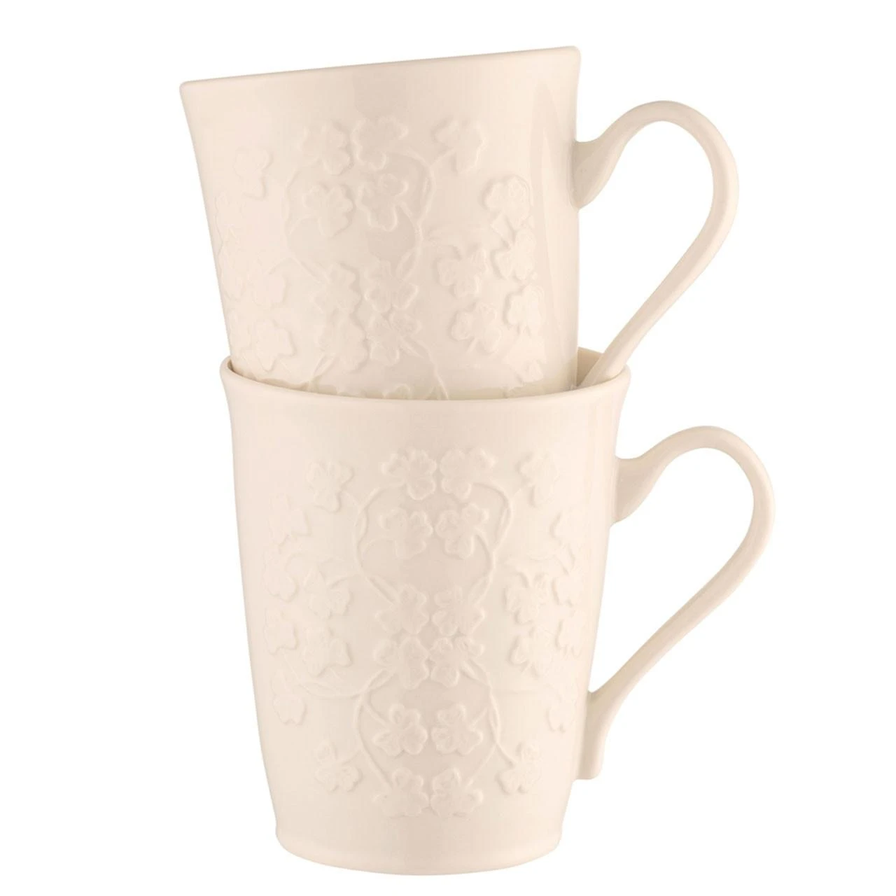Belleek Set of 2 Field of Shamrock Mugs