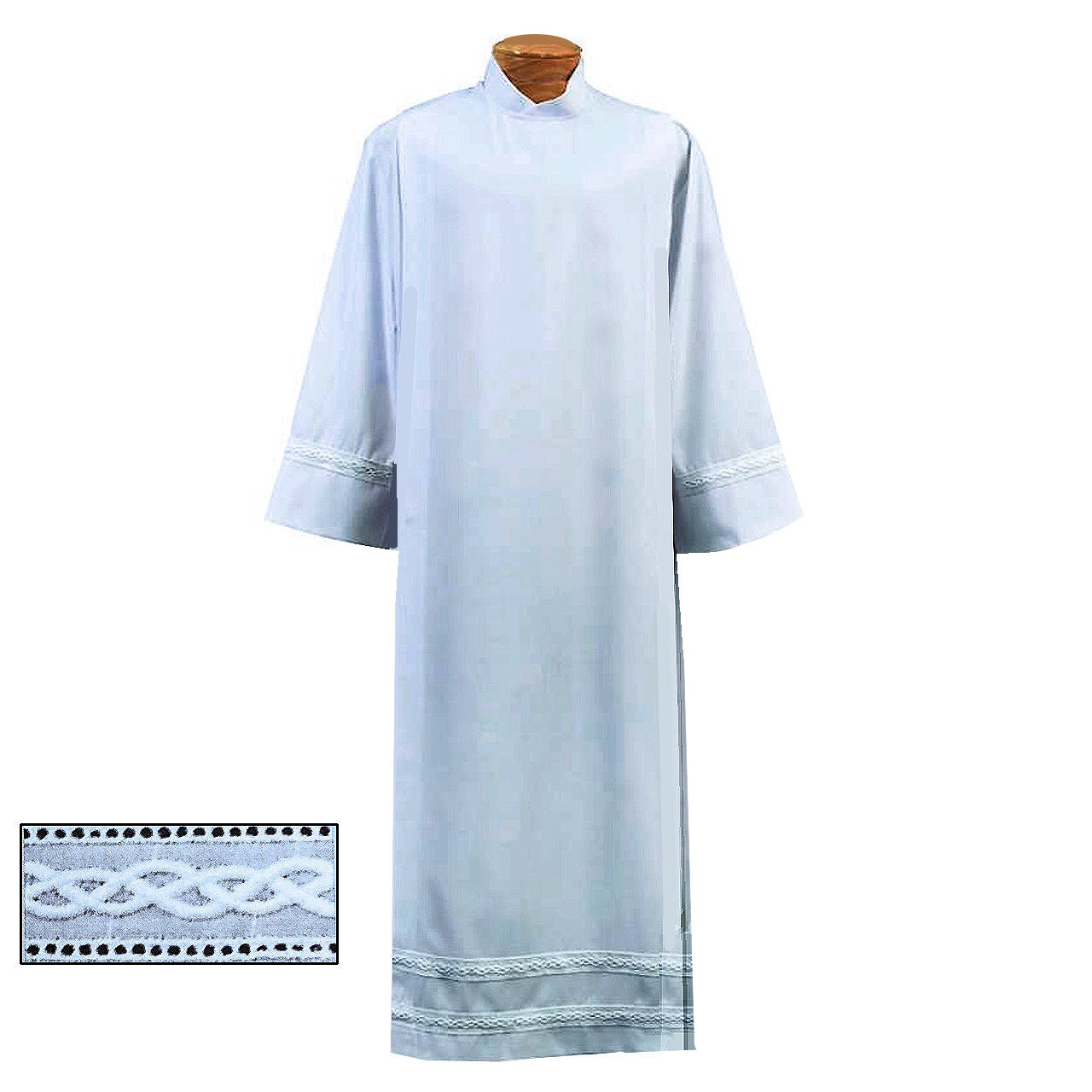 4334 Lightweight Poly/Wool Alb with Embroidered Banding