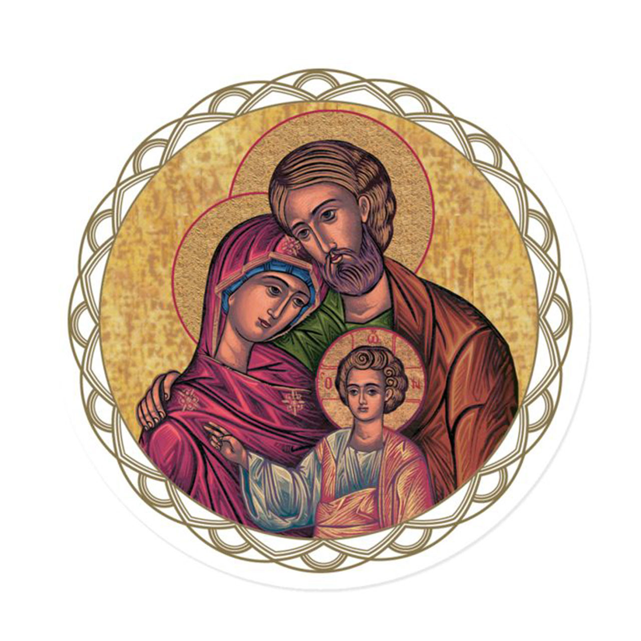 3" diameter Holy Family Window Sticker and Prayer Card