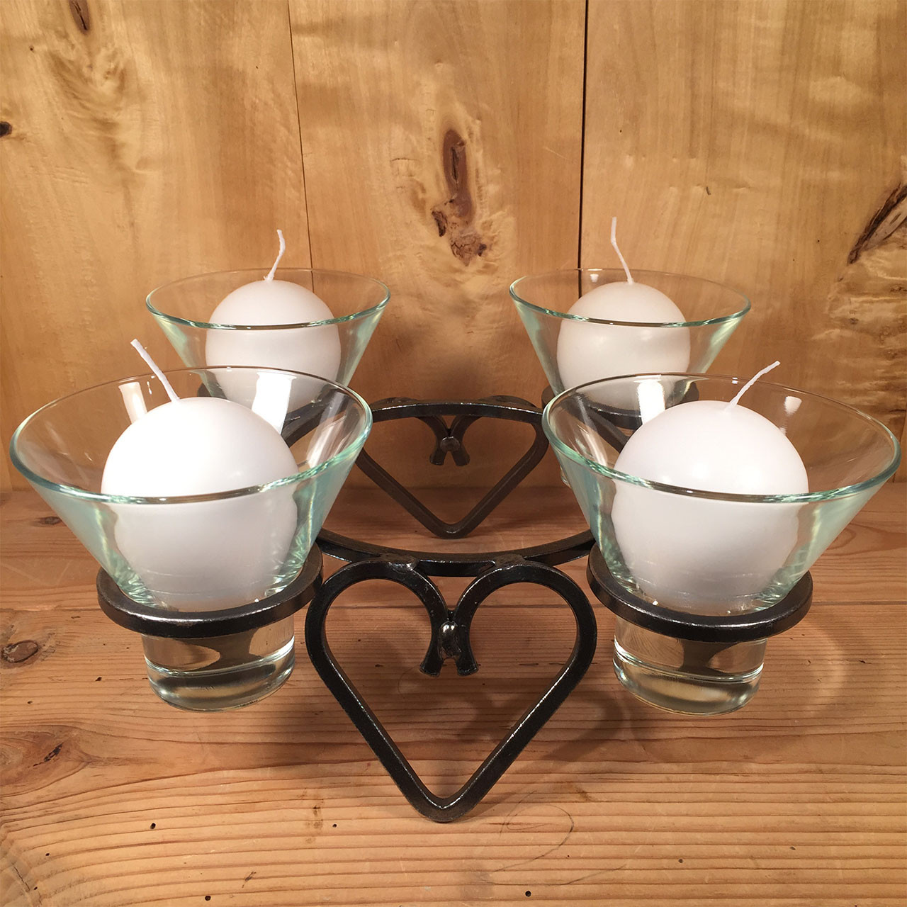 Heart Danish Advent Candle Holder - Candles not included; Glass cups are included