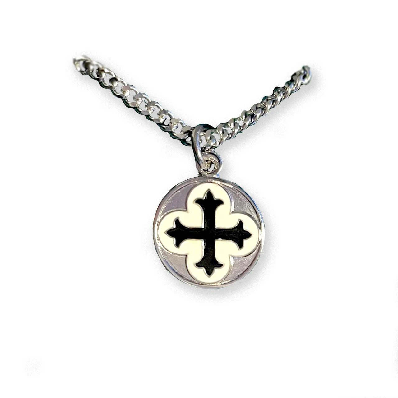 Round Sterling Cross Pendant