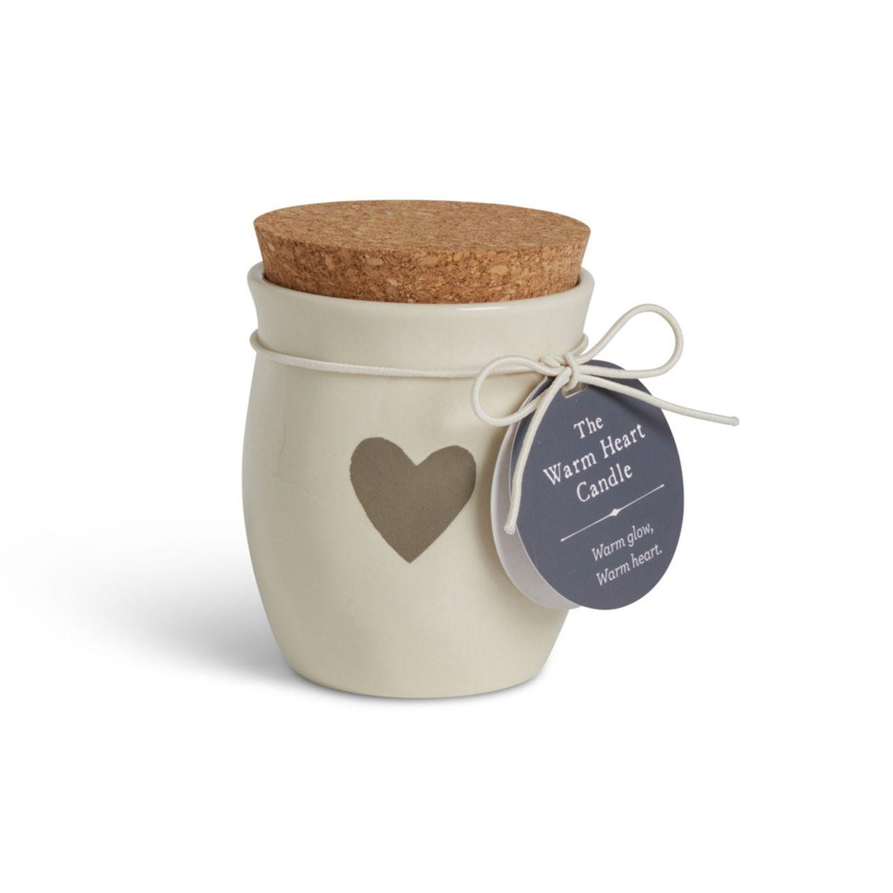 Grey Warm Heart Small Candle shown with the DEMDACO tag
