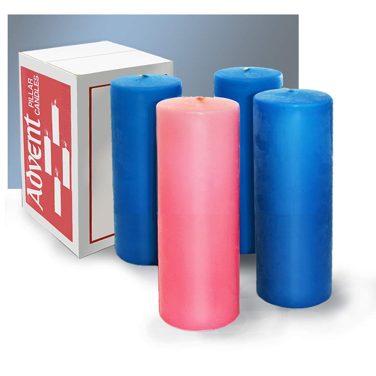 3"x8" Stearine Blue/Pink Advent Candle Set of 4